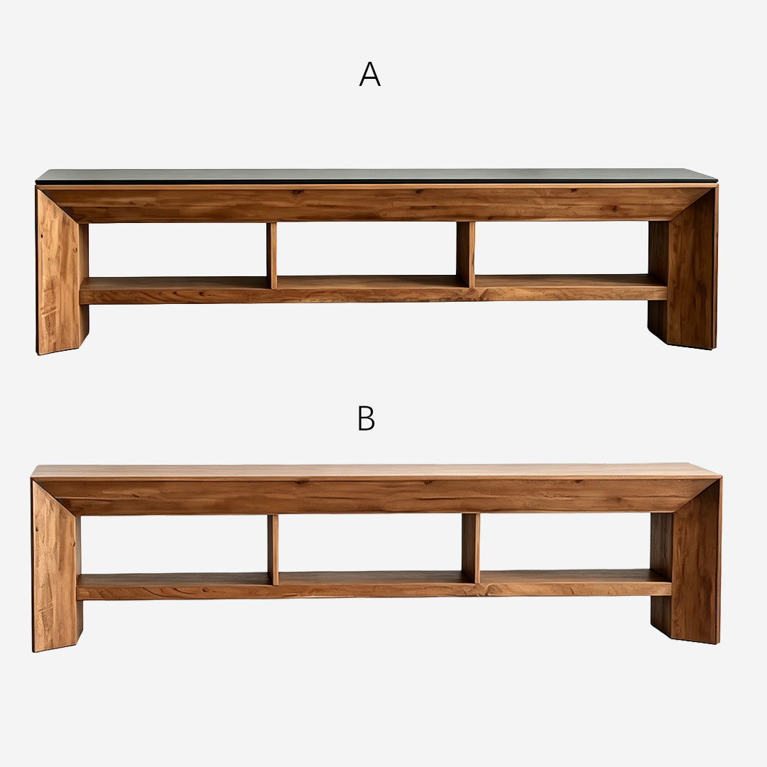 Gareth Natural Wood Media Unit With Optional Black Glass Top