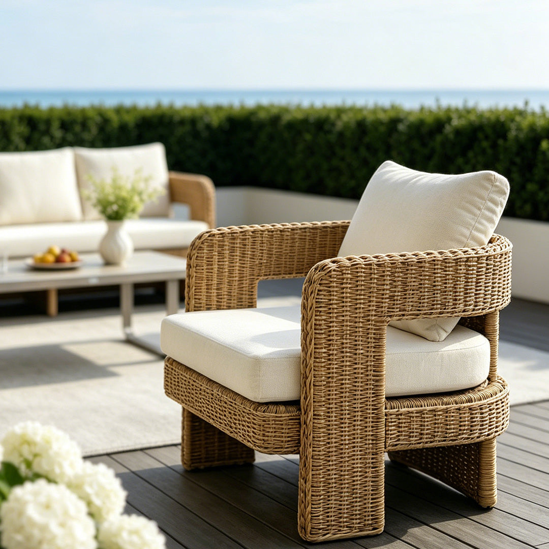 Bayshore Natural Rattan Outdoor Seating Set