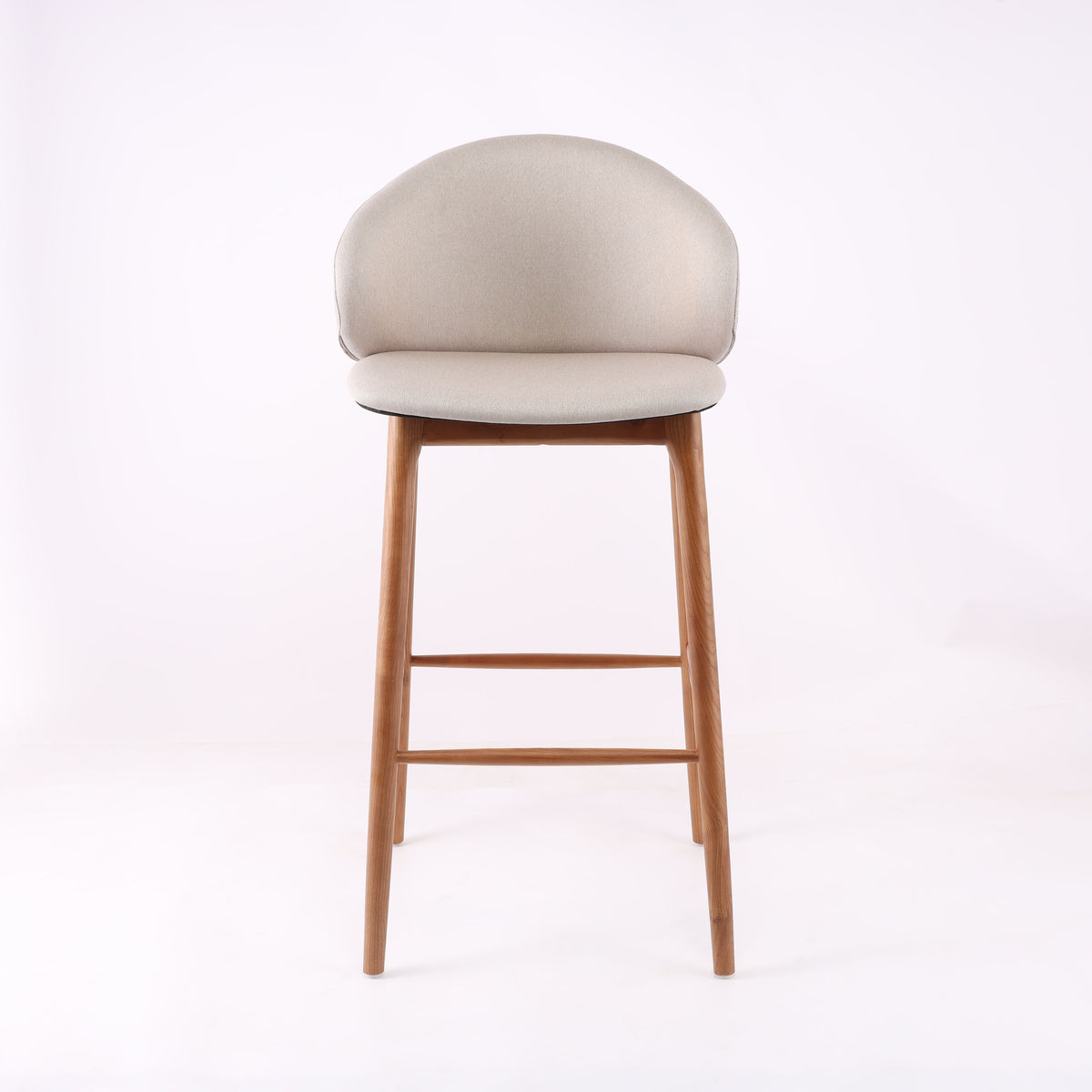 Modern Luxury Furniture Wooden Nordic Bar Stool High Chair Wood Counter Set Wood Fabric Kitchen Restaurant Cafe