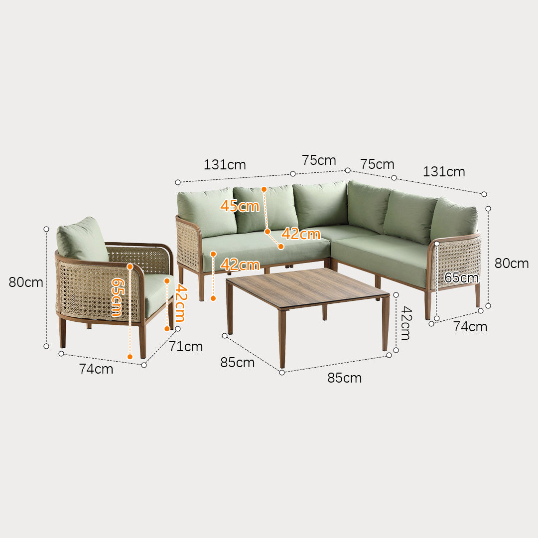 Charlie Sage Green Outdoor Sectional Sofa Set