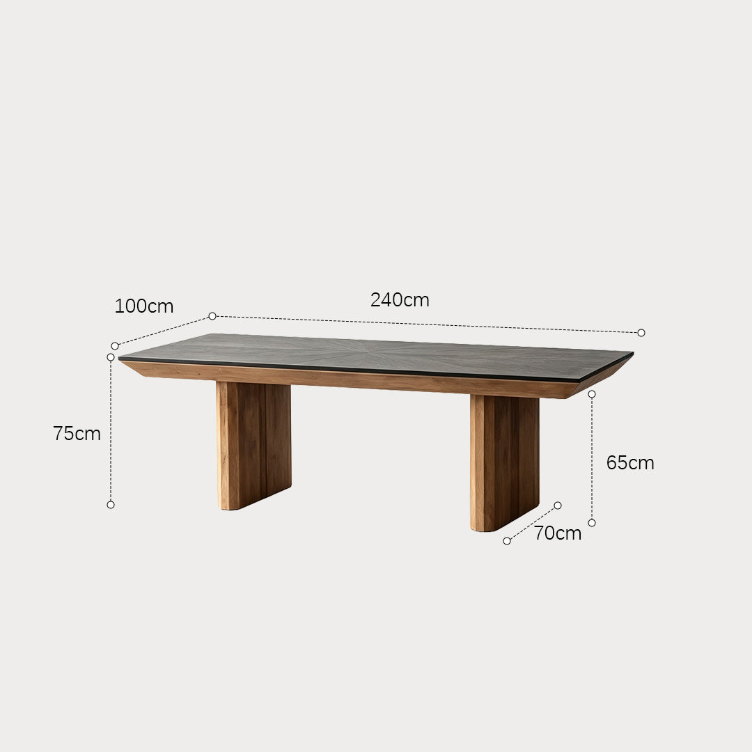 Hugh Natural Wood And Matte Black Dining Table