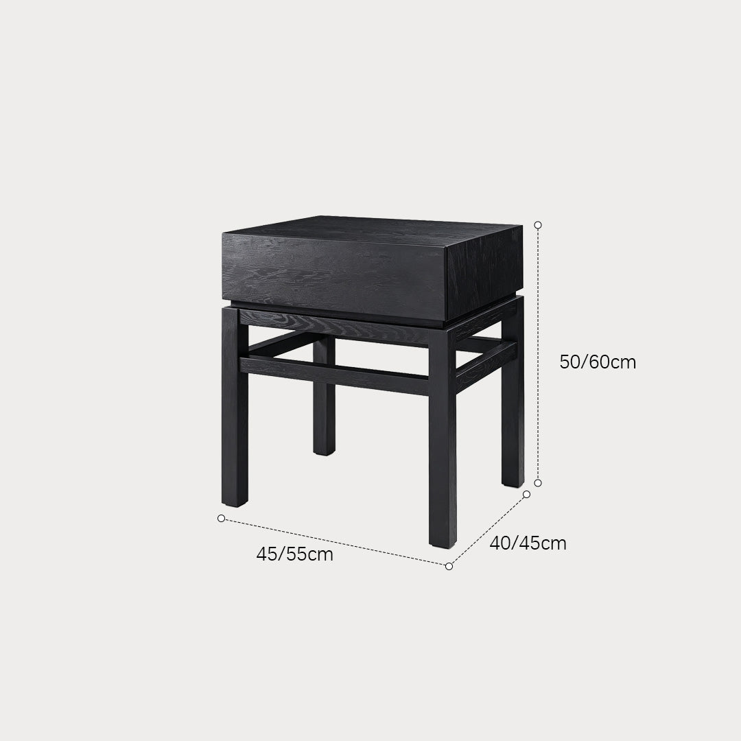 Fabian Black Oak Bedside Table With Drawer