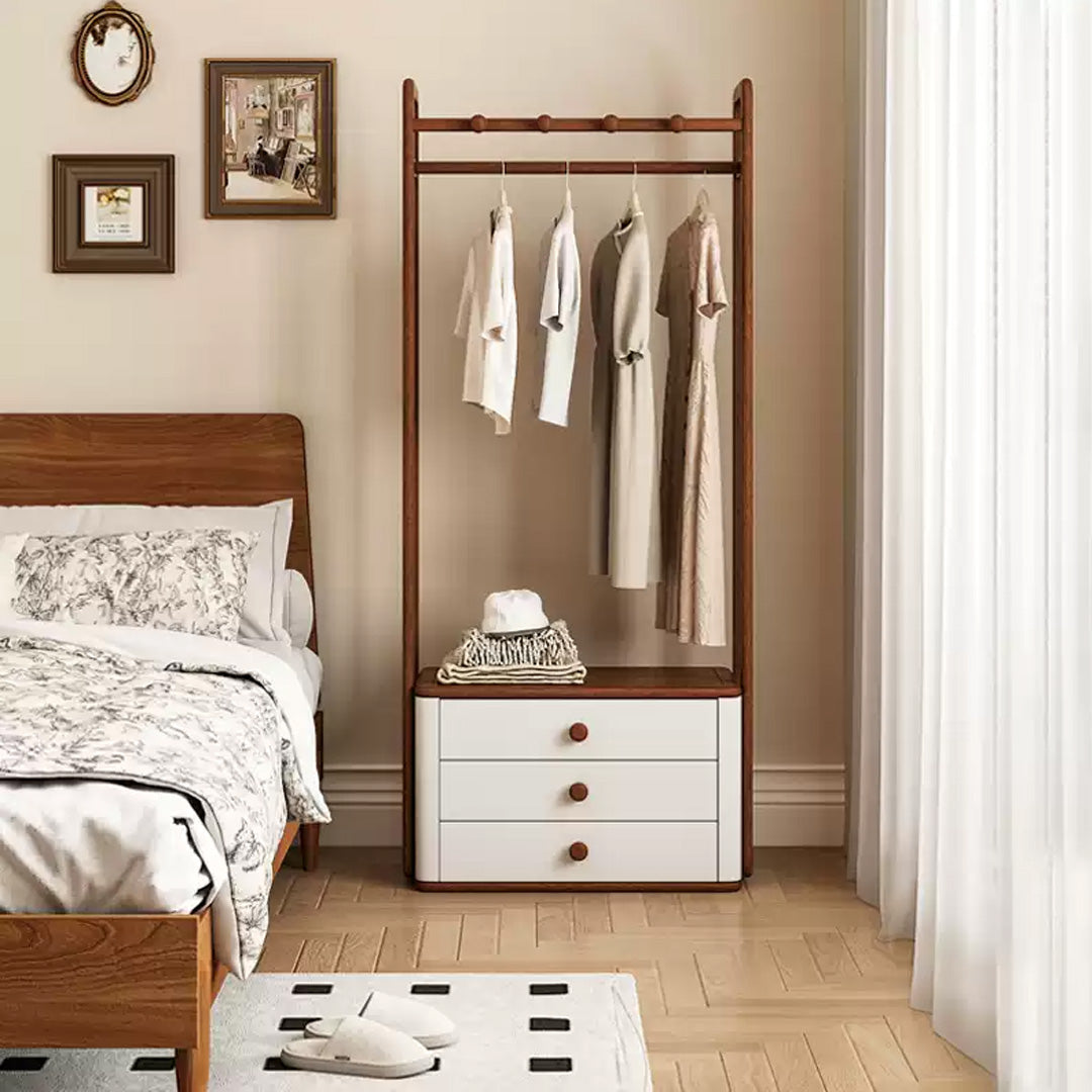 Sigurd Walnut And Cream Freestanding Garment Rack