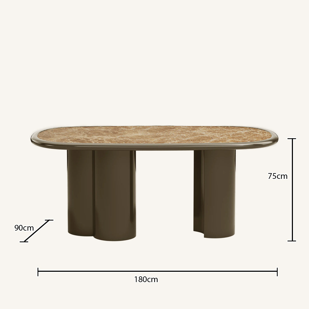 Brune Brown Marble Top Dining Table
