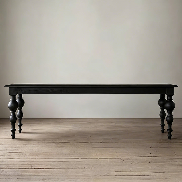 Dane Matte Black Turned Leg Dining Table