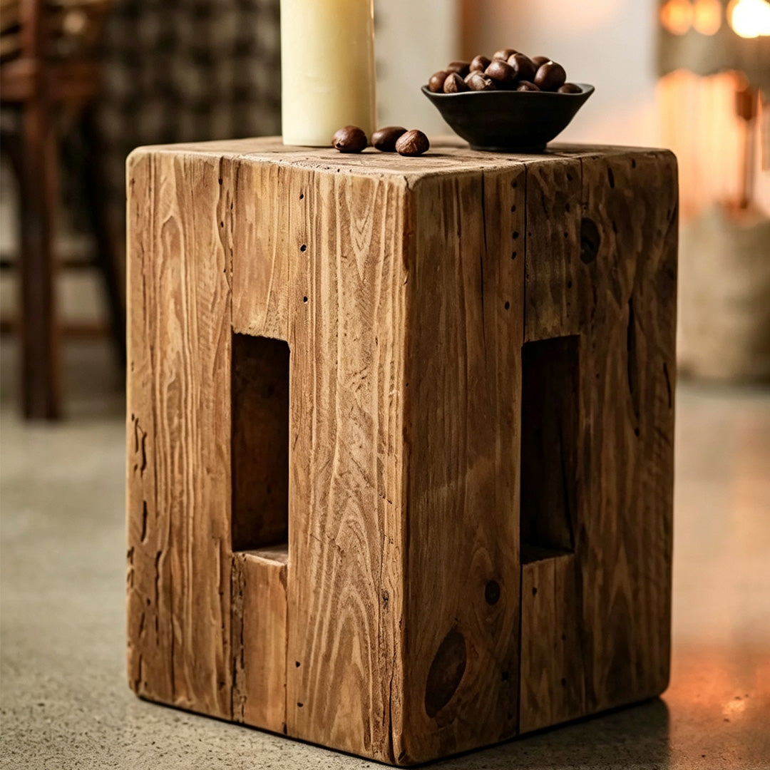 Grover Natural Wood Cube Side Table