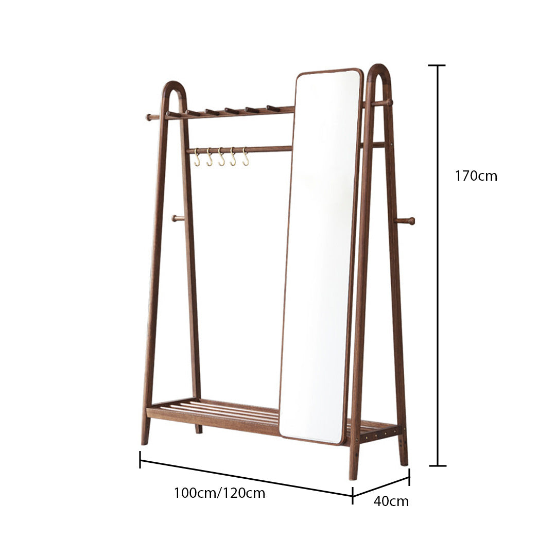 Larkspur Walnut Finish Hallway Mirror Rack