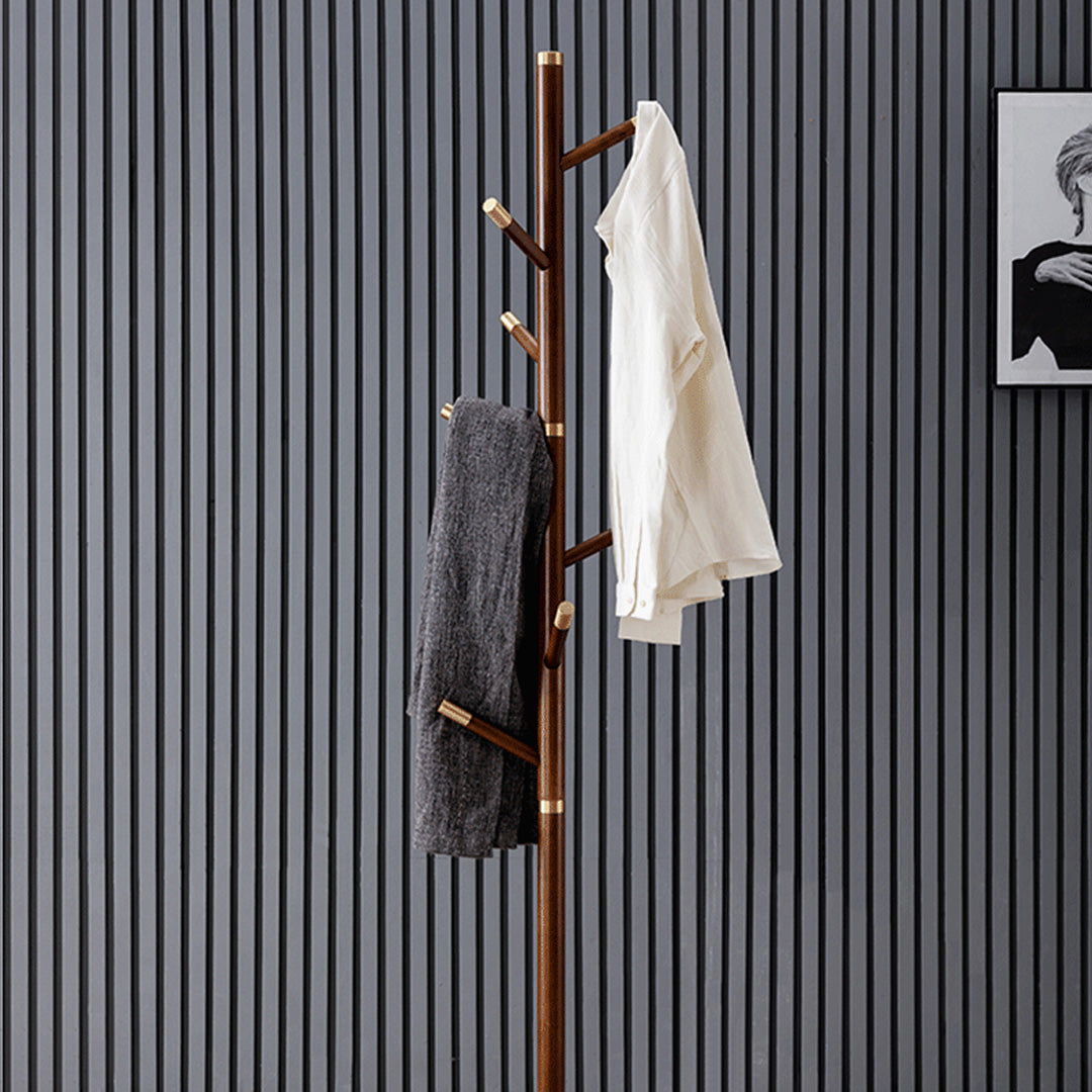 Erik Walnut Coat Stand With Brass Accents