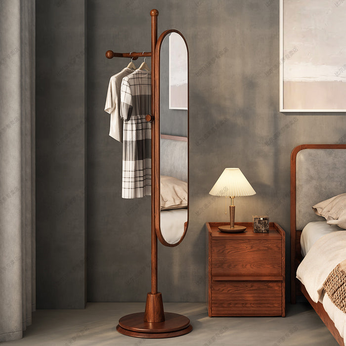 Sigurd Walnut Finish Standing Mirror With Coat Rack