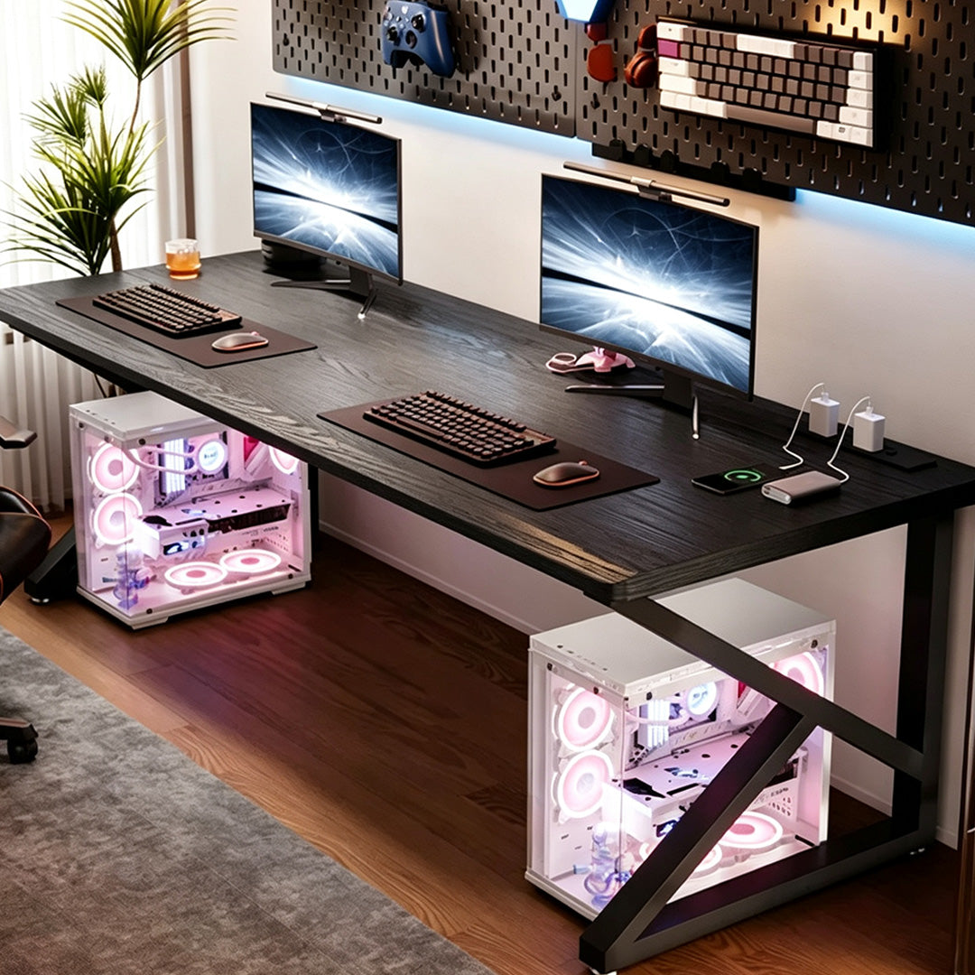 Hayden Walnut Finish Dual Monitor Desk