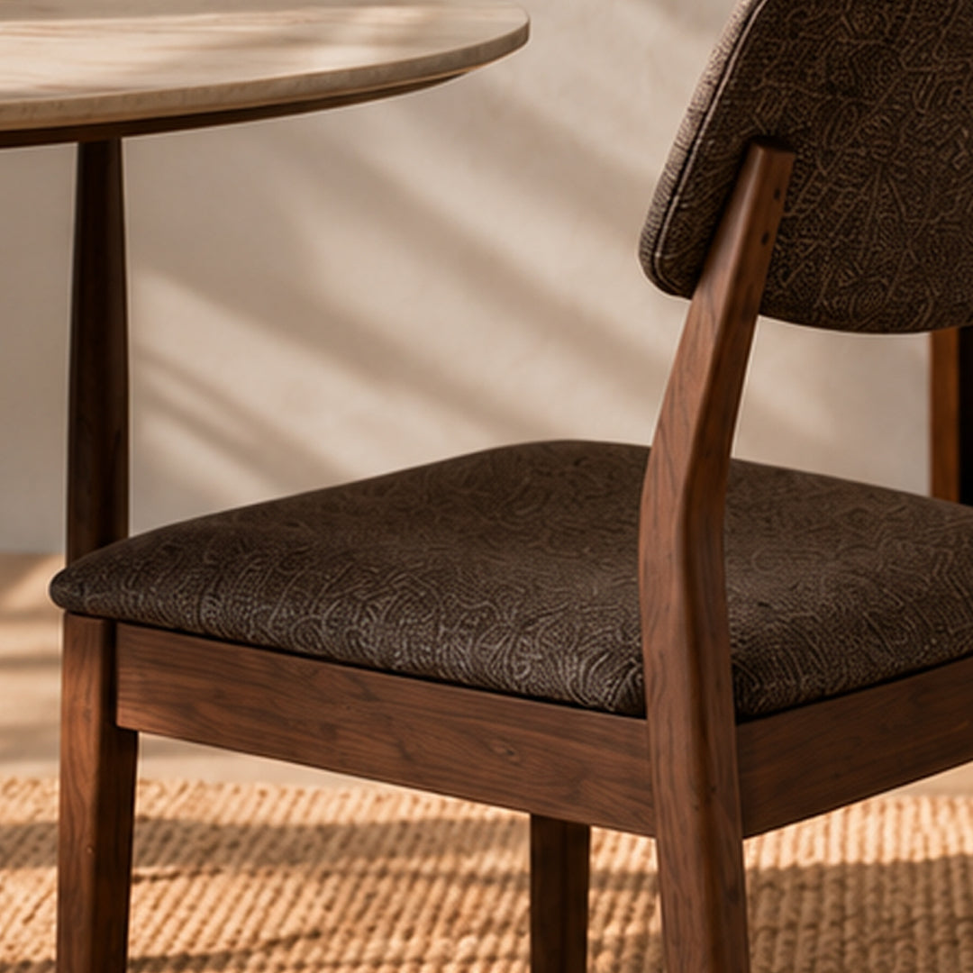 Warren Walnut Frame Brown Fabric Dining Chair