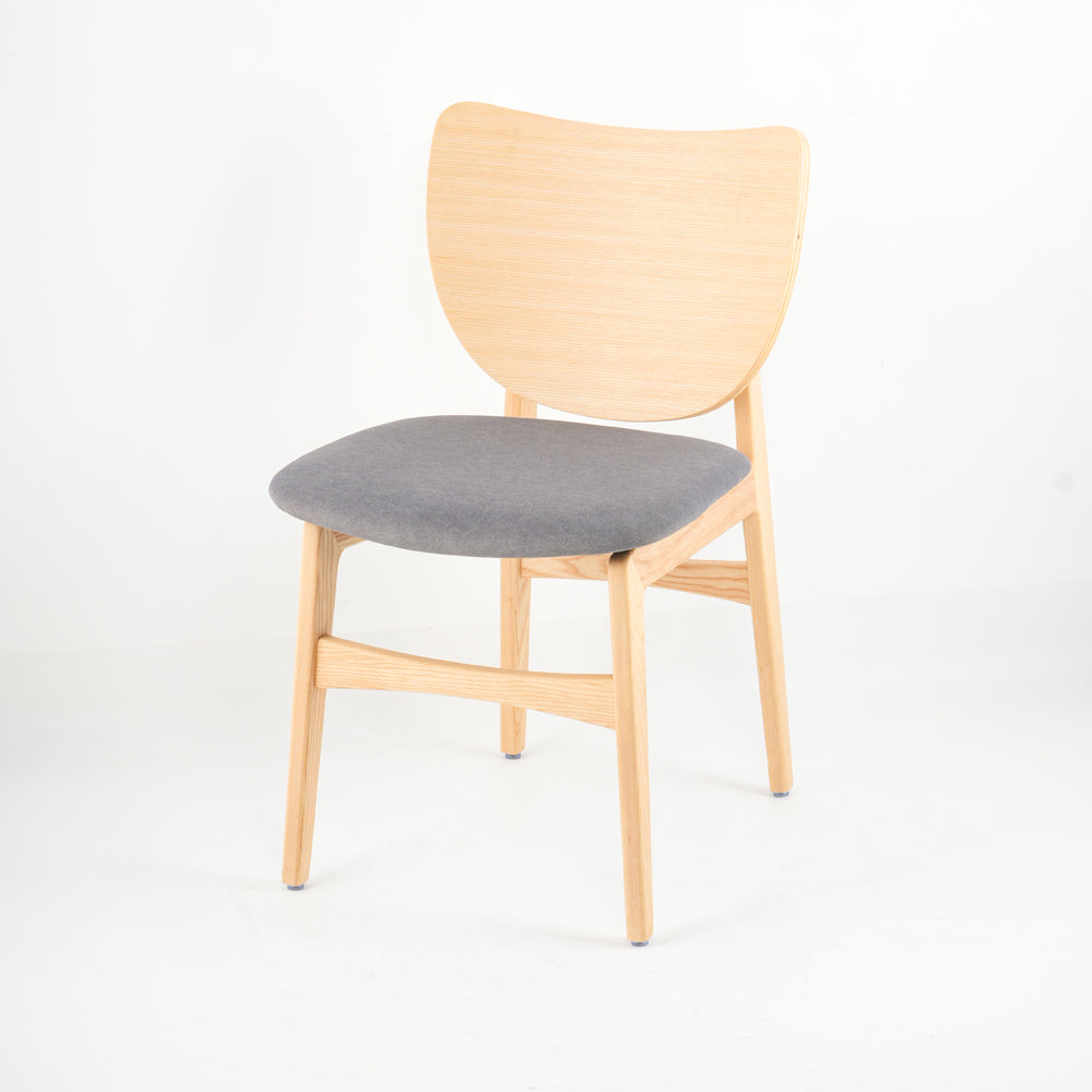 Larkspur Natural Ash Wood Dining Chair With Grey Fabric Seat