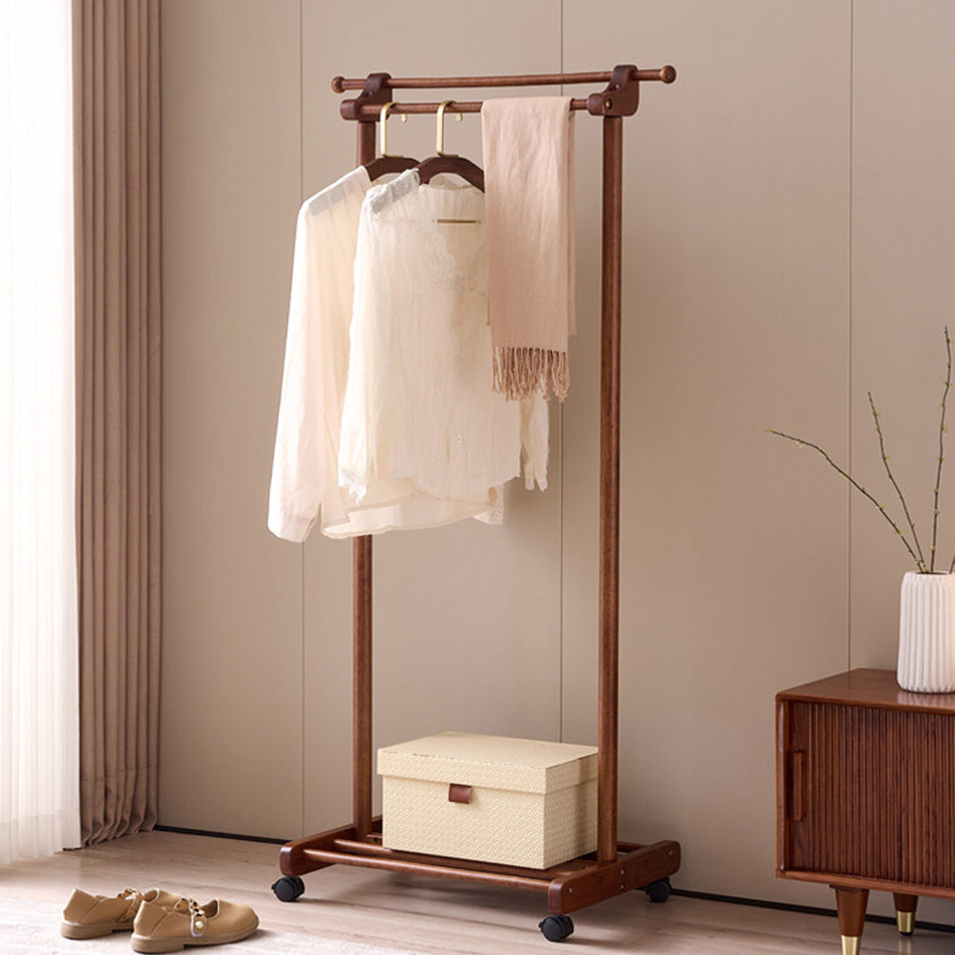 Holger Walnut Wood Rolling Garment Rack