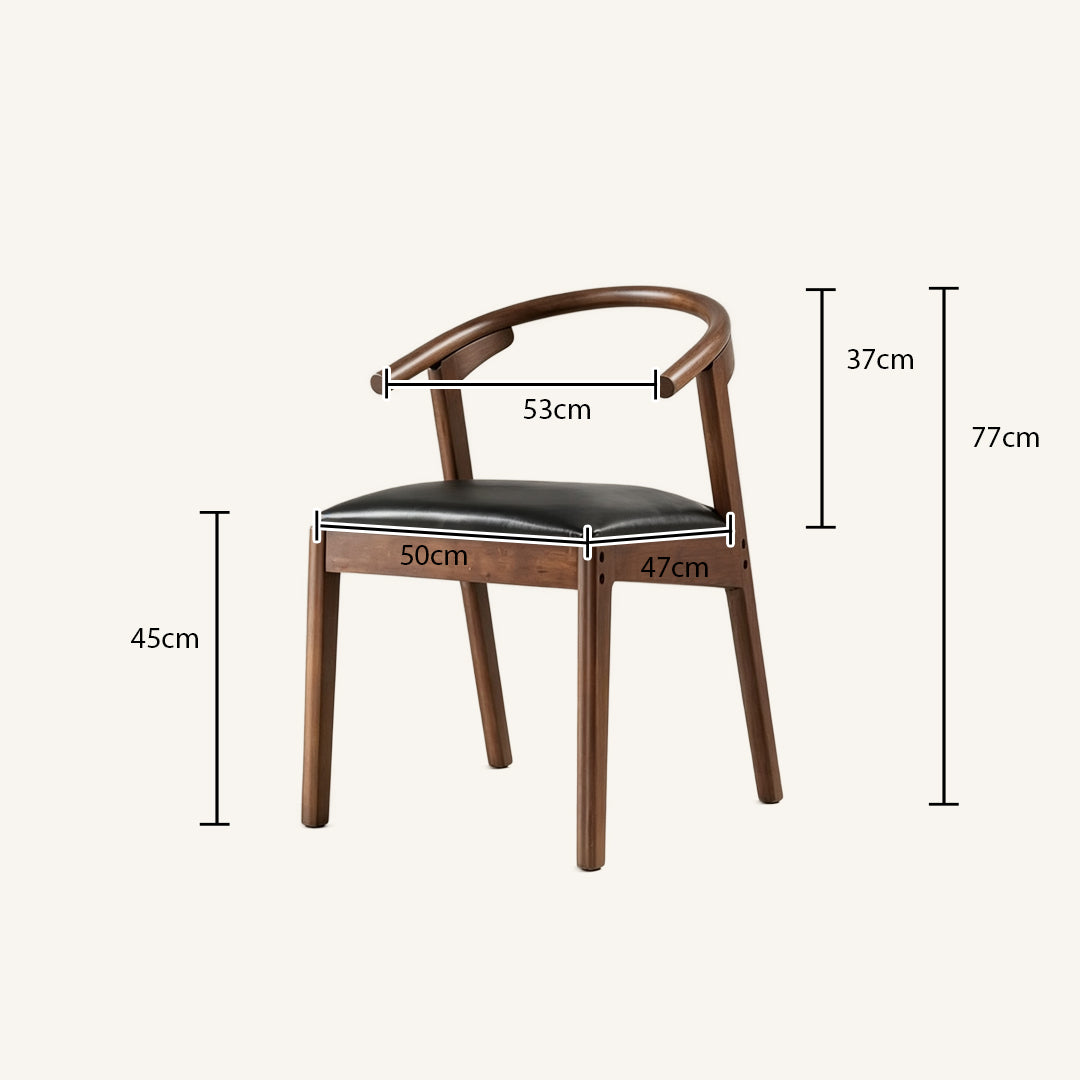 Bjorn Walnut Finish Dining Chair With Black Seat Cushion