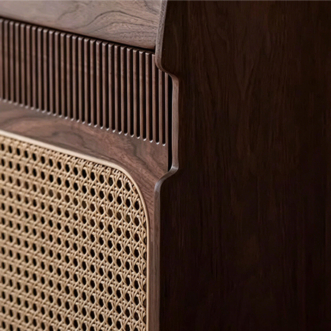 Sebastian Natural Rattan & Walnut Shoe Cabinet