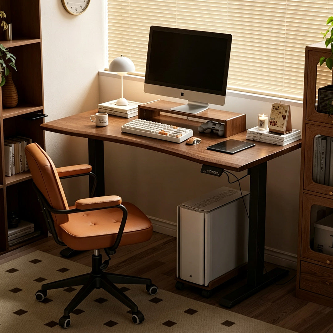 Hardy Walnut Tone And White Curved Office Desk