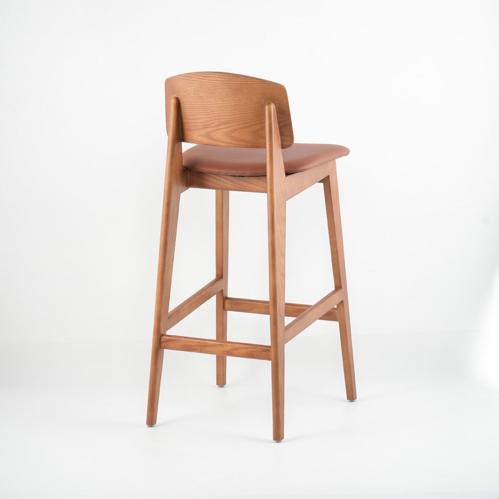 Ergonomic Solid Wood Bar Stool, Comfortable Bar Chair For Kitchen, Cafe And Entertainment Area