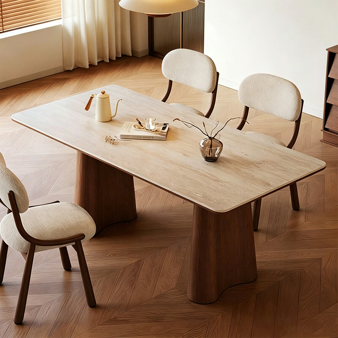 Kael Oak And Ivory Minimalist Dining Table