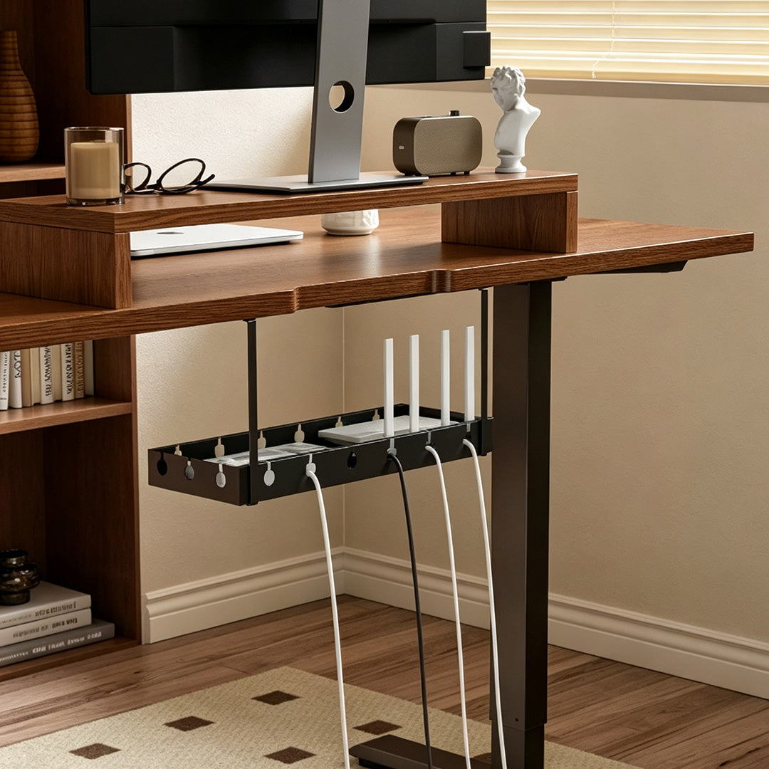 Hardy Walnut Tone And White Curved Office Desk