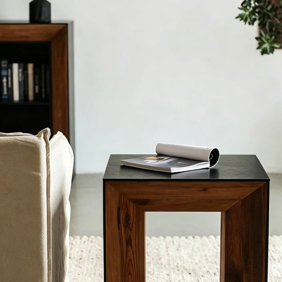 Ferris Black Oak And Natural Wood Side Table