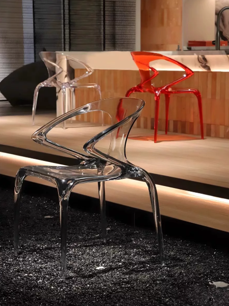 Acrylic transparent chair, home dining chair, Nordic creative design crystal chair, AVA chair, light luxury backrest chair.