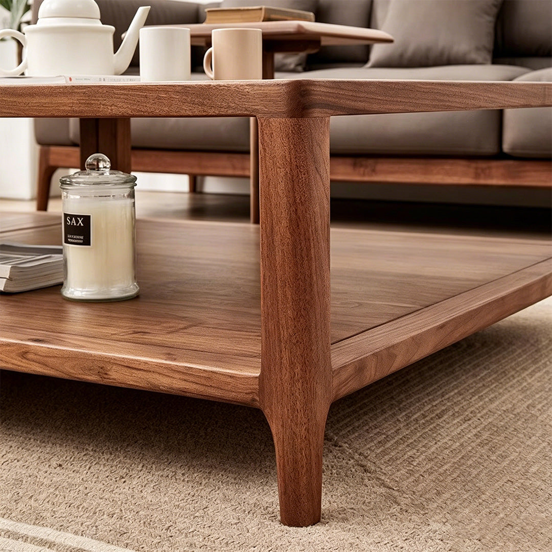 Joel Walnut Glass Top Coffee Table