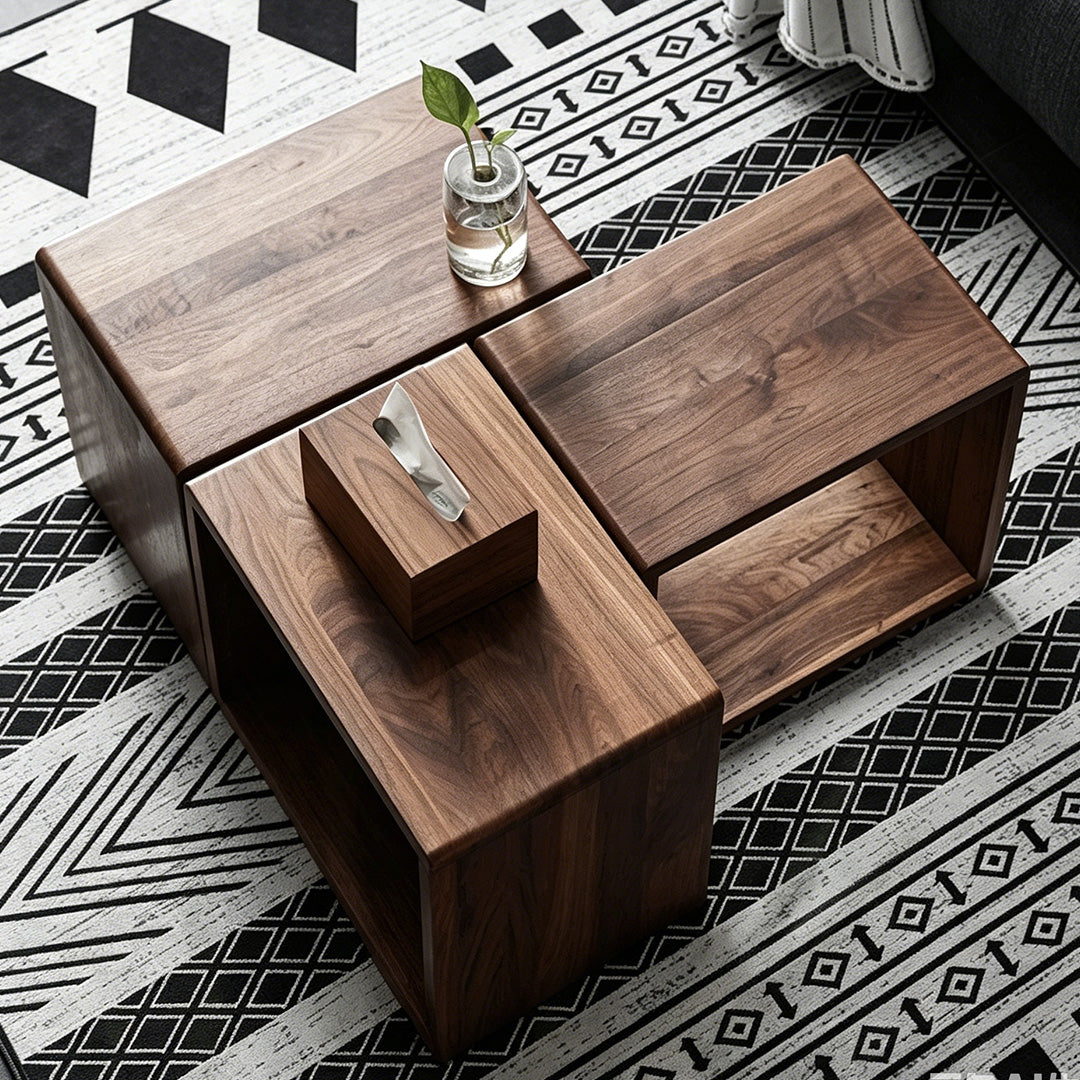 Baxter Walnut Modular Storage Cubes