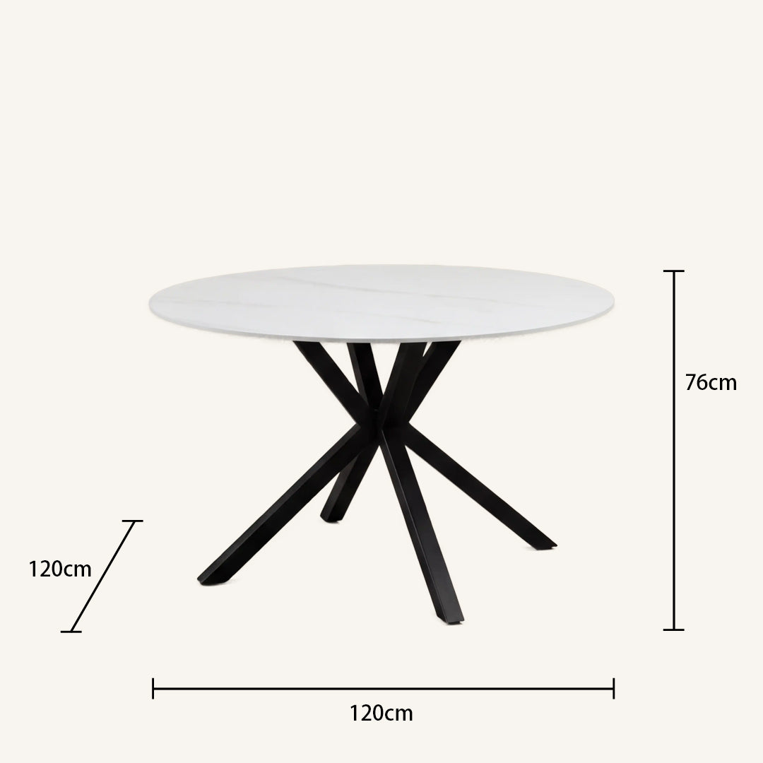 Stratton White Marble Effect Round Dining Table
