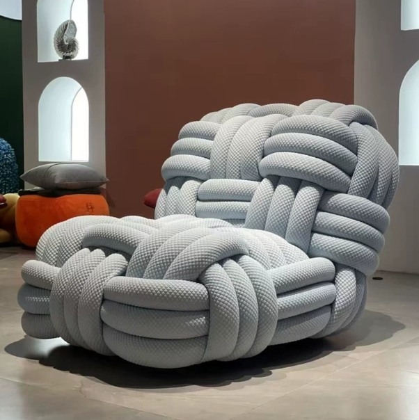 Nordic Knitty Knotted Woven Sofa Chair Living Room Designer Moooi Knitted Leisure Chair Unique Beanbag Chair