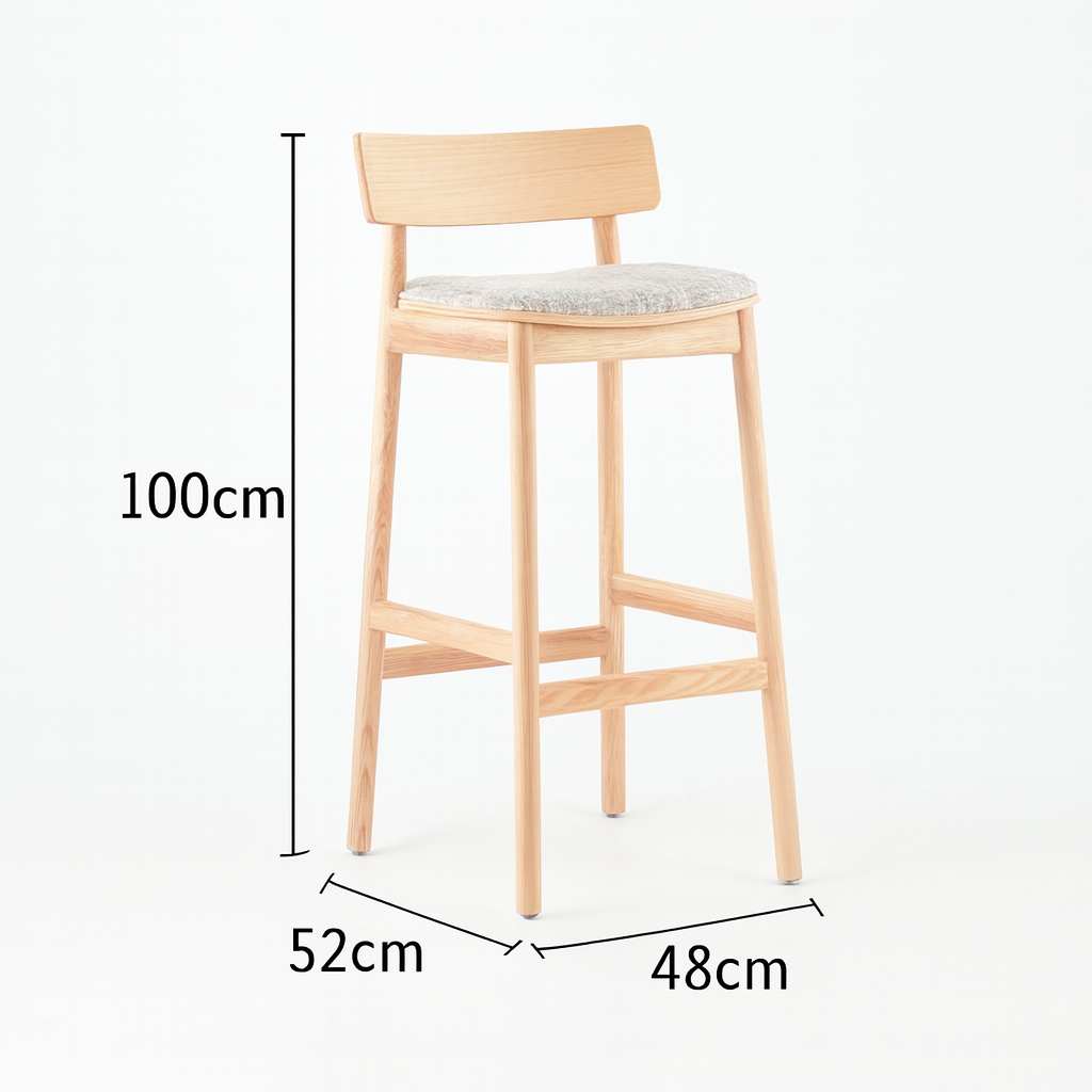 Cadeiras Altas De Bar Tabouret En Bois Bar Ash Wood Bar Stool Half-removed Seat Cushion