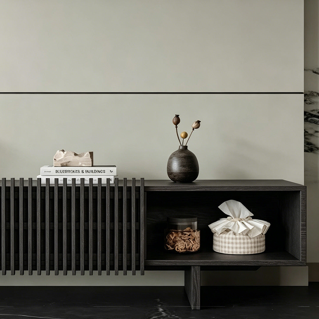 Lorne Black Slat-detail TV Console