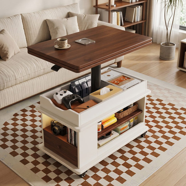 White Harlow lift-top coffee table with open storage