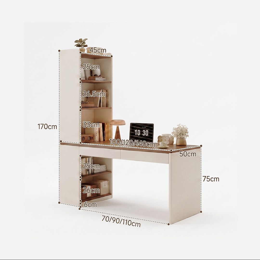 Harlow Study Desk with Bookshelf
