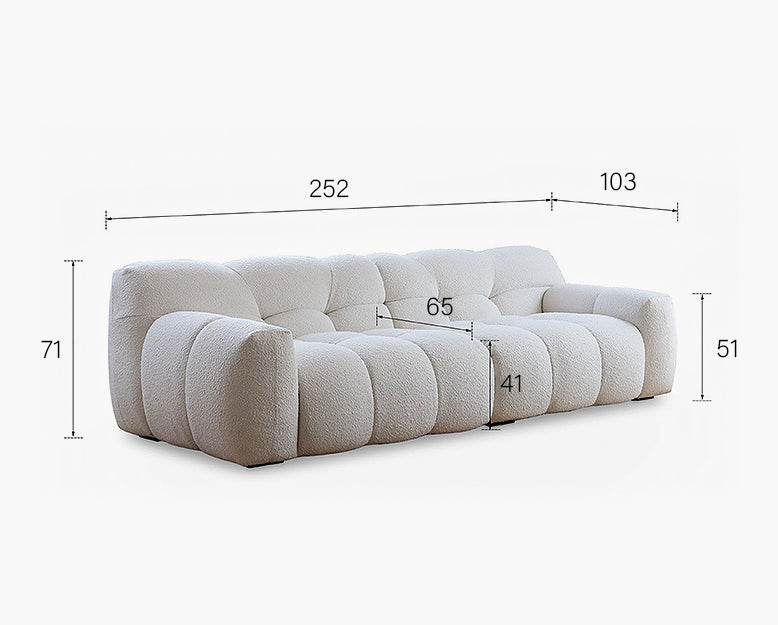 Cora Cloud Two / Three Seater Sofa, Boucle with retro table dining