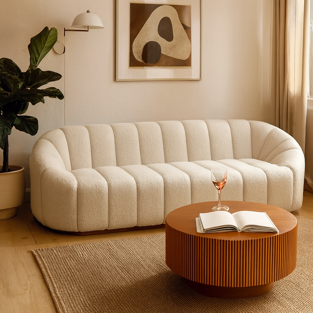 Ivy 3-Seater Sofa in Speckled Stone Boucle