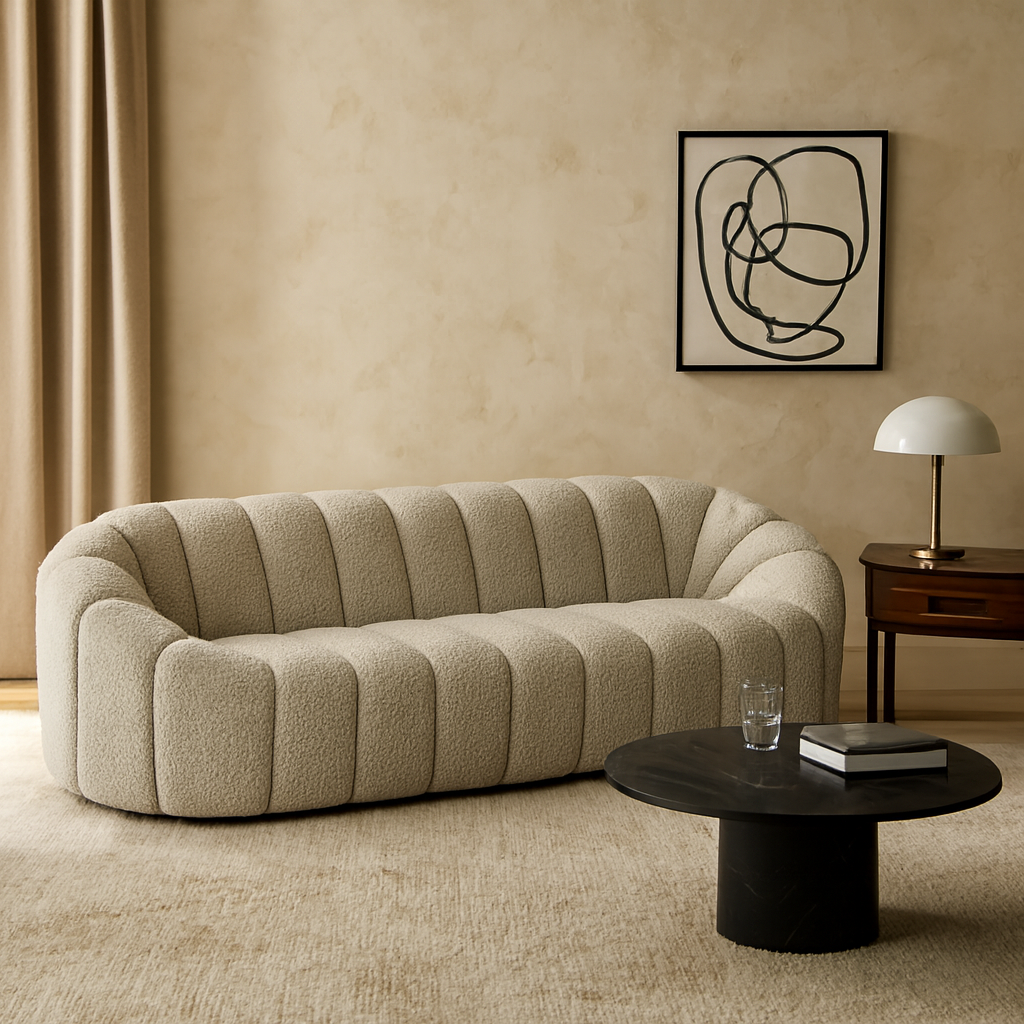 Ivy 3-Seater Sofa in Speckled Stone Boucle