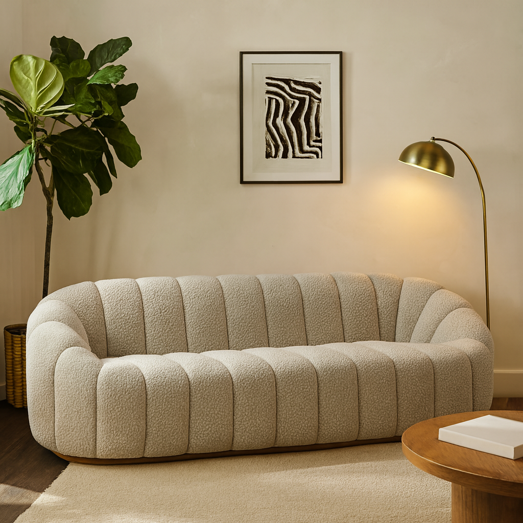 Ivy 3-Seater Sofa in Speckled Stone Boucle