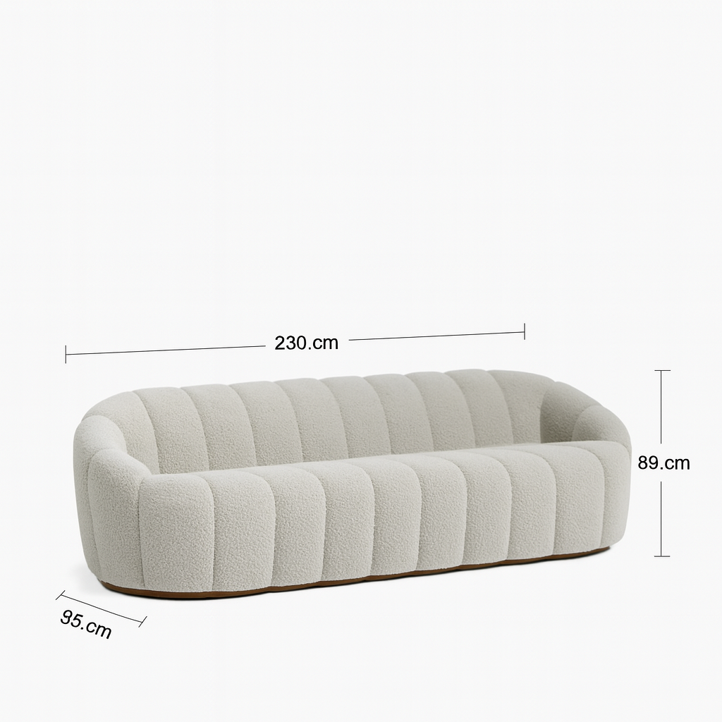 Ivy 3-Seater Sofa in Speckled Stone Boucle