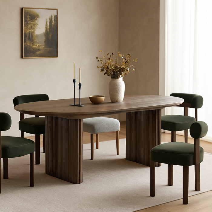 Maru Oval Extending Dining Table for 6-8 People - Silver Oak