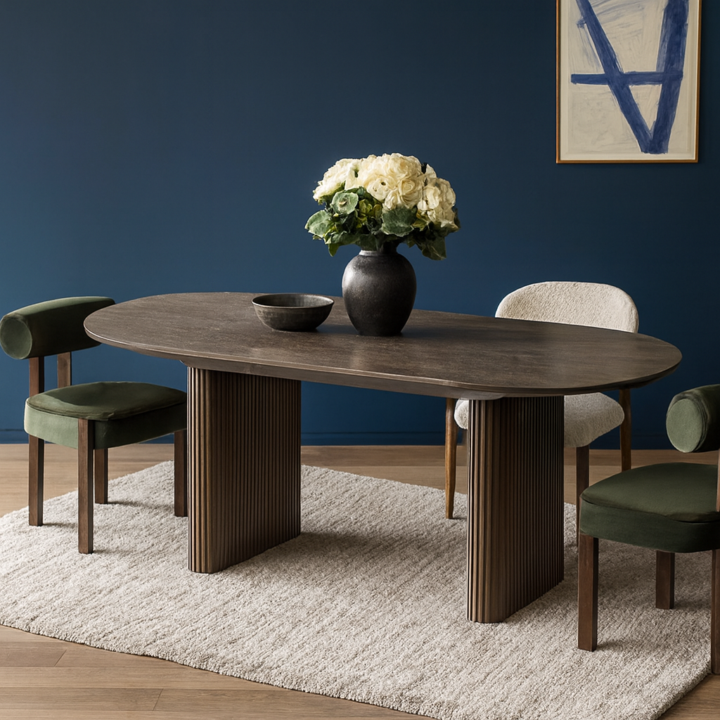 Maru Oval Extending Dining Table for 6-8 People - Silver Oak
