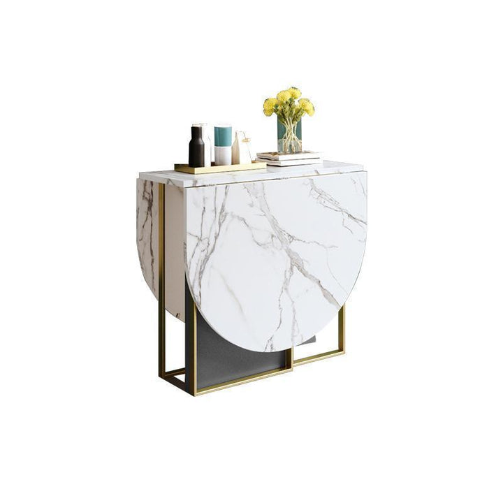 COSCO Modern Folding Dining Table, Green & Grey, side view of dining table that folds away